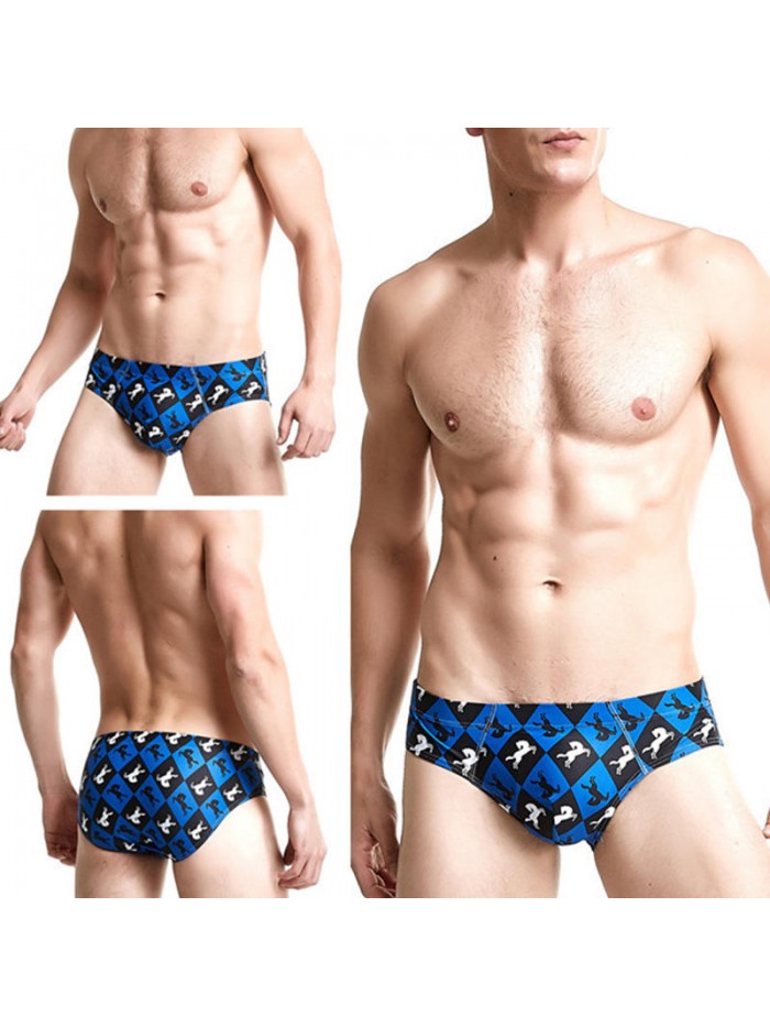 Printing Trunks Drawstring Sexy Low Waist Bikini Swim Briefs Swimwear with 3D Protected Cup