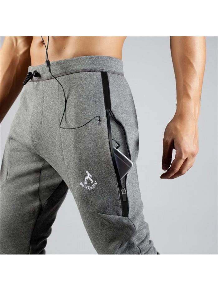 Mens Fleece Warm Sport Running Training Drawstring Slim Fit Elastic Casual Pants
